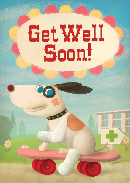 Get Well Soon - Skate Dog Greeting Card by Stephen Mackey